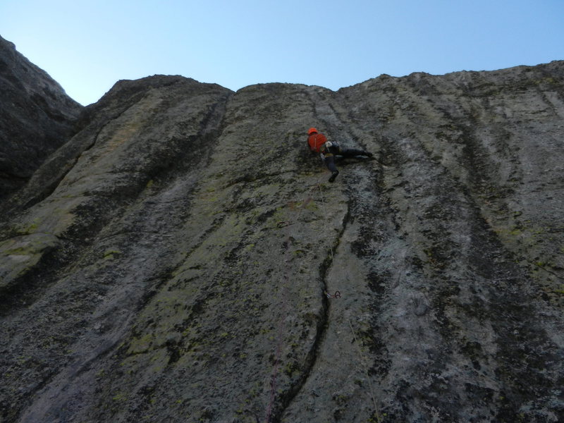 Kris working the crux section.