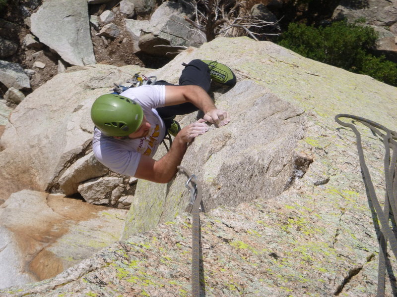 Clay following the surprisingly good arete.