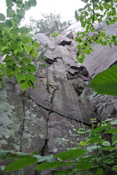 Rich Bechler Memorial Route. 5.10a/b found at the lower left base of Lost Face formation. Why has no one ever climbed and reported this?