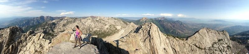 My girlfriend on the summit of Lone Peak after climbing The Open Book.