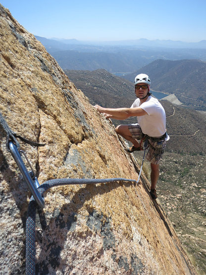 The cool last section of P4 at the top of the knife edge.