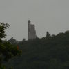 The tower at Skytop through the clouds and drizzle on a rainy day along the carriage road.