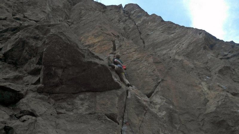 Below the crux of the 1st pitch