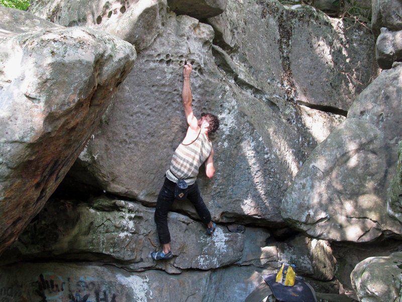 Locking off the 2 finger and grabbing the upper pocket on "Trinity For Life"