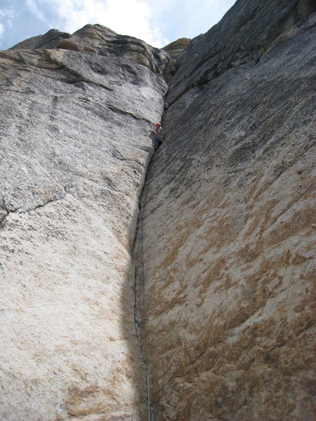 Almost halfway up the corner.
