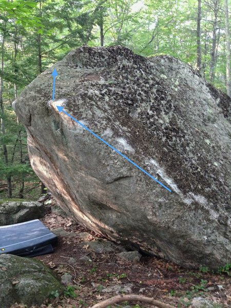 This photo shows the starting holds and general line of travel