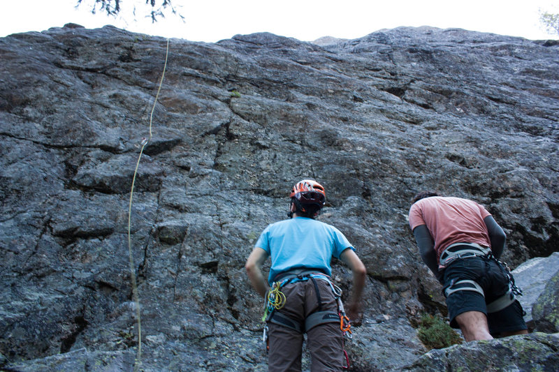 Our rope hanging off of Rebirth (5.10a).