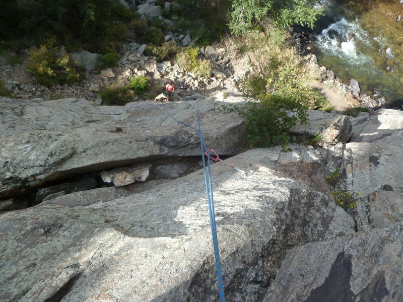 Looking down from the anchor.