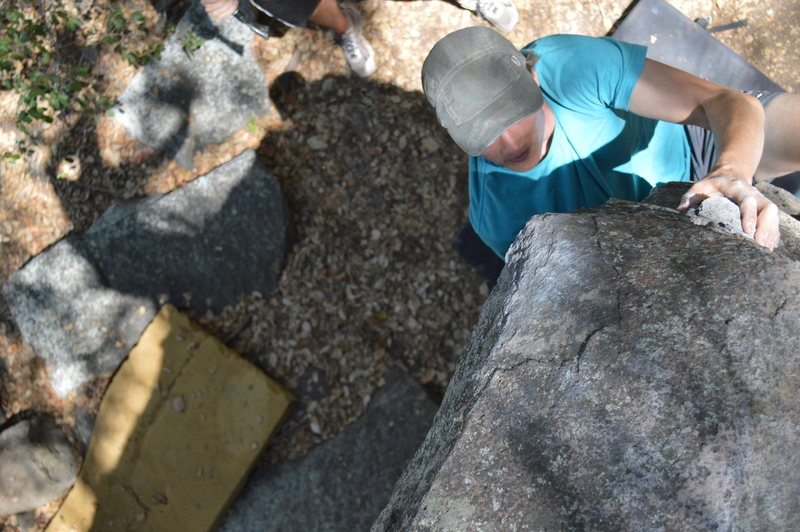 The Mahaffinator working the moves on La Petite Arete.