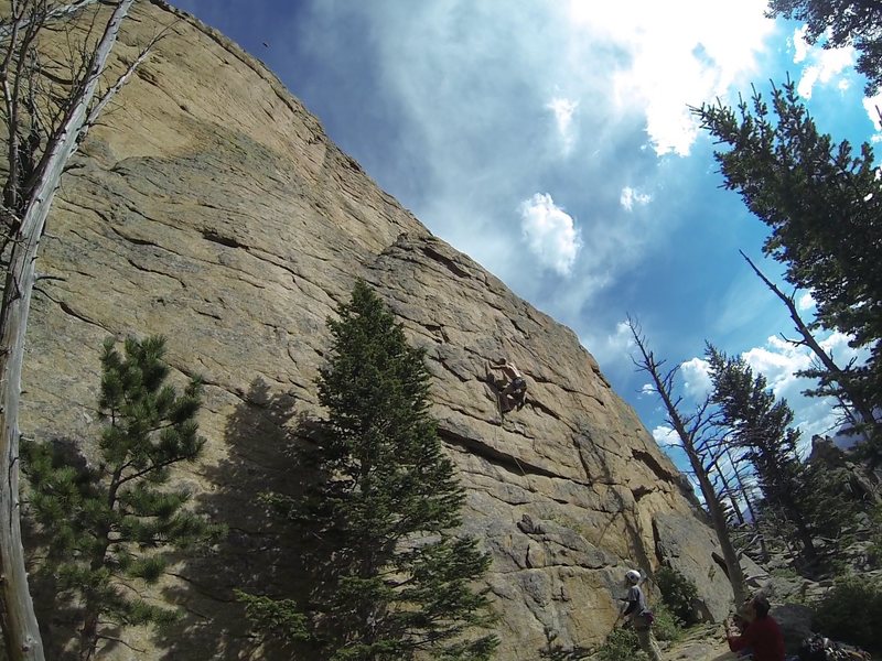 This is the 10a/b route, very fun moves and a good lead route. There are bolts where you would want them. If I was TRing, this I would extend the anchor a bit.