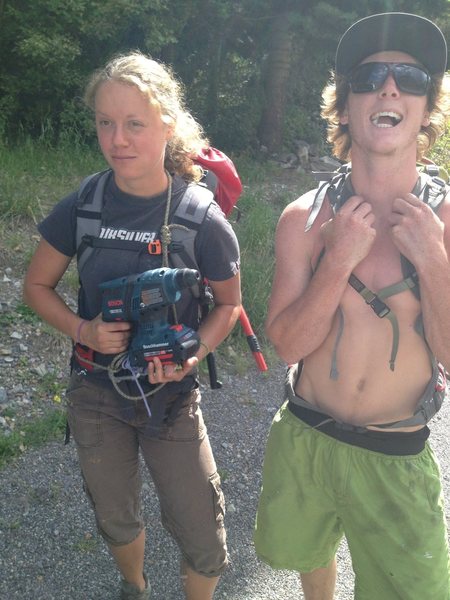 Girl will drill for food. <br>
Skinny guy will hurl himself up most any route.