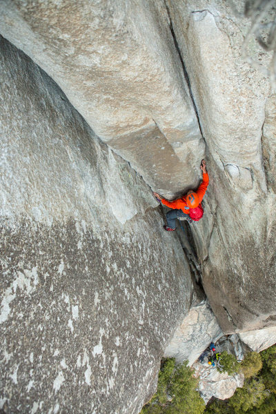 East Butt El Cap, Climber Scott Wilson from Cananda<br>
Photo Andrew Burr