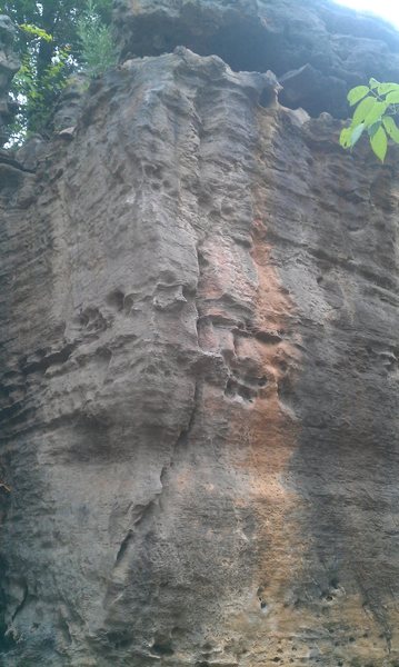 climb the techie pocket holds to the arete and work your way up.