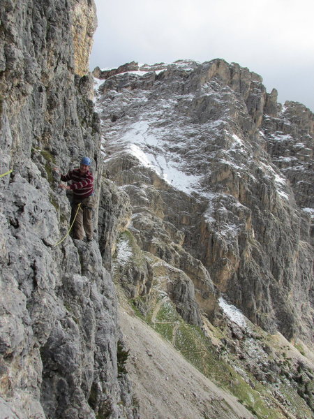 Exposed traverse on pitch 2.
