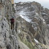 Exposed traverse on pitch 2.