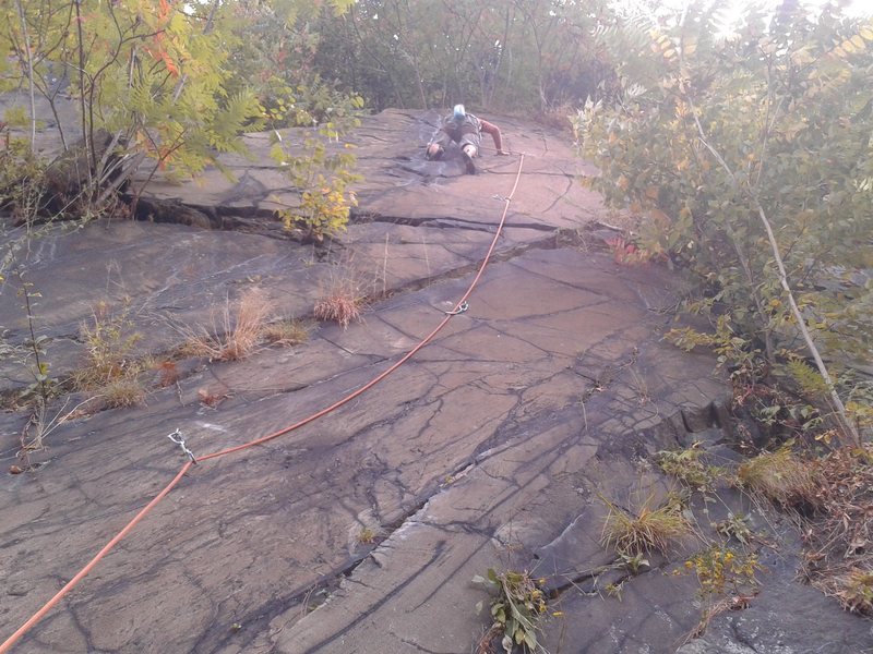 Topher working on his first lead. 4 bolts to the top anchors. Fine, fun route.