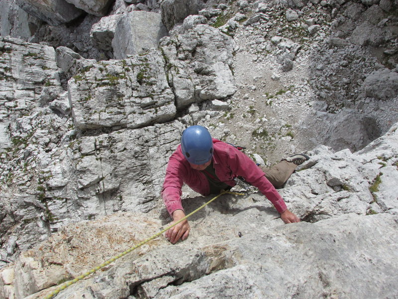 Climbing Torre Quarta Bassa, Regular Route. (16 September 2013).