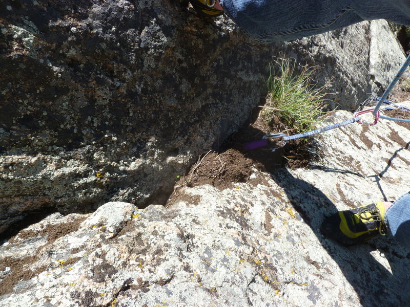 Some of the cleaned out crack. The cam you can see is in a good crack, buried by dirt from above.