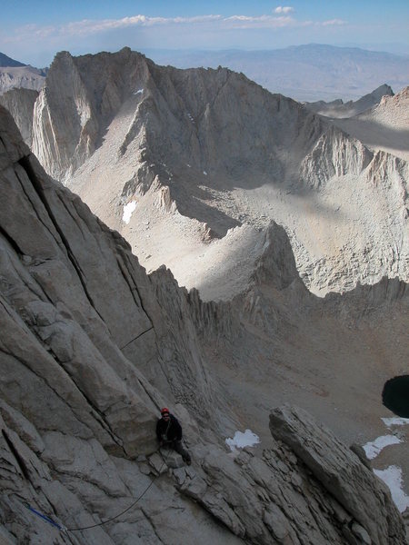 Dr Mccormack pausing on the East Buttress Of Mt Whitney, 14,496.