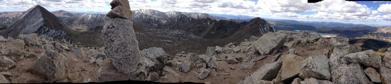 Panorama from Fletcher looking (L to R) at Quandary, Wheeler, Bartlett, and Drift.