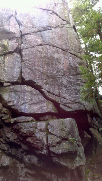 Elephant Cave <br>
Center= unnamed 5.12a<br>
Left= crack finish of Slippery in Duckies