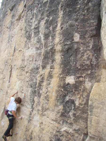 Jack on Cleveland Steamer, 5.11b<br>
Bradyism Wall, Big Picture Gully.<br>
Spearfish Canyon, SD.