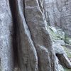 5.7 handcrack start, fun climbing with great gear. Plumb line with summit allow for a one pitch climb with minimal rope drag. 