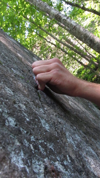 The tiny left hand crimp.