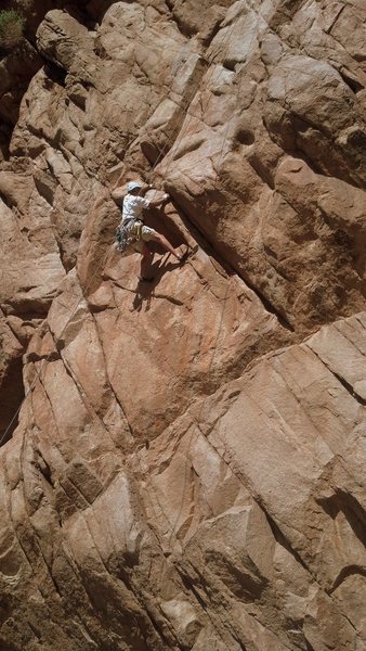 Jim working at the cruxy section after coming out of the crack