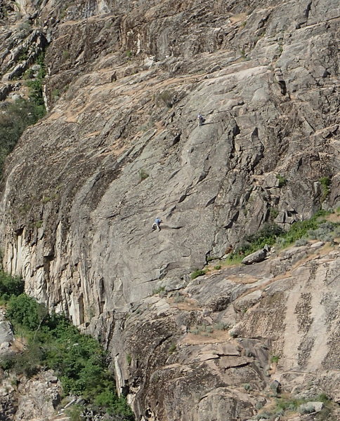 Climbers on Sheepish 5.6 *** (Garden Ledge to the left and West Face Slabs to the right)