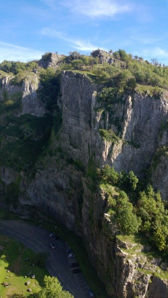 Two parties on Coronation Street. One post-crux just below the final pitch. The other is just setting out on the shield traverse.