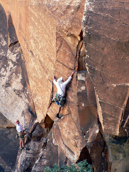 Rico at the crux. Photo by Darshan Ahluwalia.