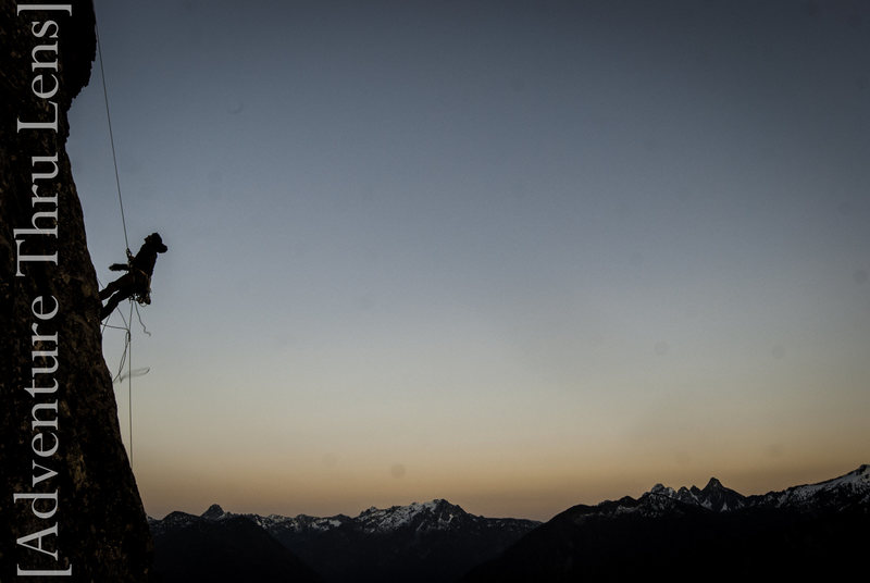 Starting the rappels off the summit.<br>
<br>
http://facebook.com/adventurethrulens<br>
http://patrickbetts.zenfolio.com