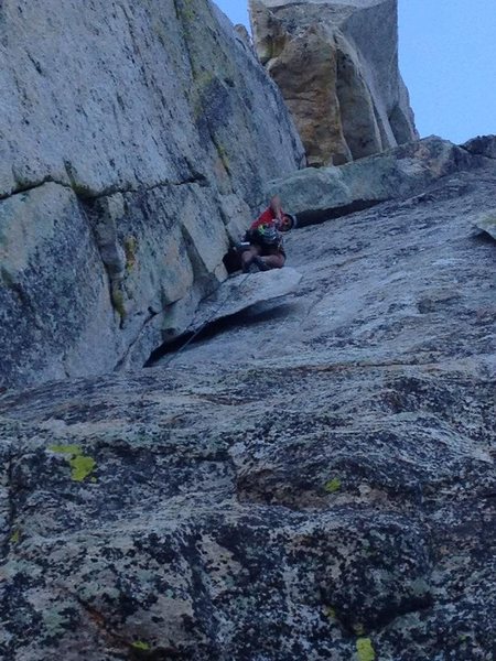 Looking up from belay 1