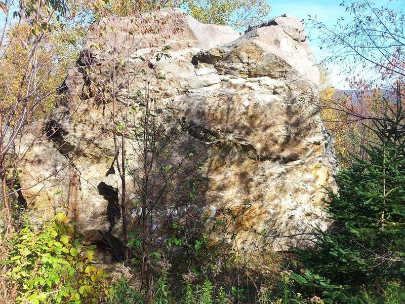 Second large boulder. several faces with problems on it. Hard to see but the centre of the boulder is close to 20 ft.