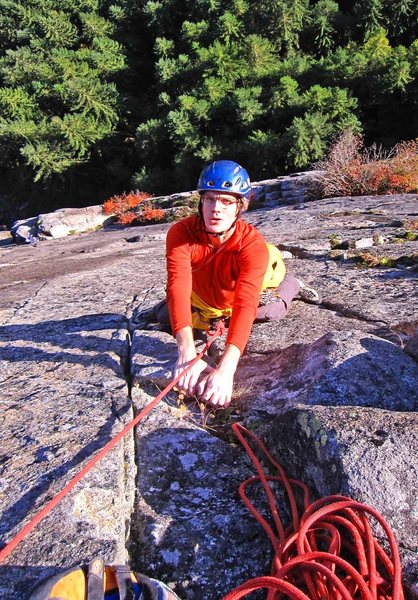 Eric at the finishing jug on the long, sustained 4th pitch of Wildest Dreams.