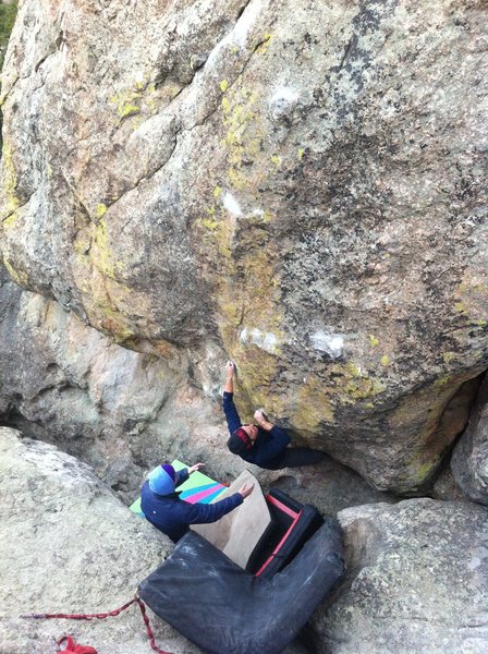 Josh working out the lower, steep, thuggish, crimp section!!!