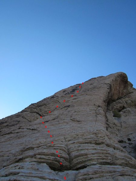 Looking up at Pitch 7. The last pitch of technical climbing.