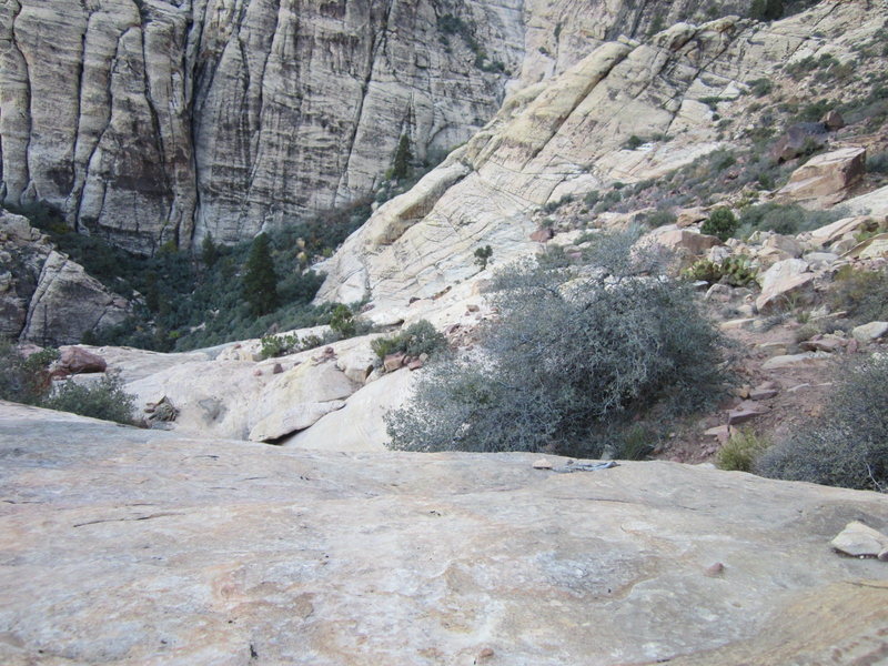Scamble down into Juniper Canyon and back to the base of the climb.