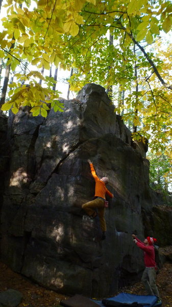 Josh getting up to the sloper.