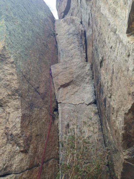 Second pitch. Both cracks are solid, use the left or right or both! Short but very fun pitch.