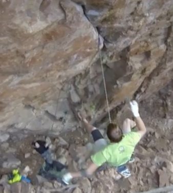 from yr video at the moment of the pulled cam catching .. fiction on the rock between the top 2 pieces? ... your belayer looks like his weight is on the rope