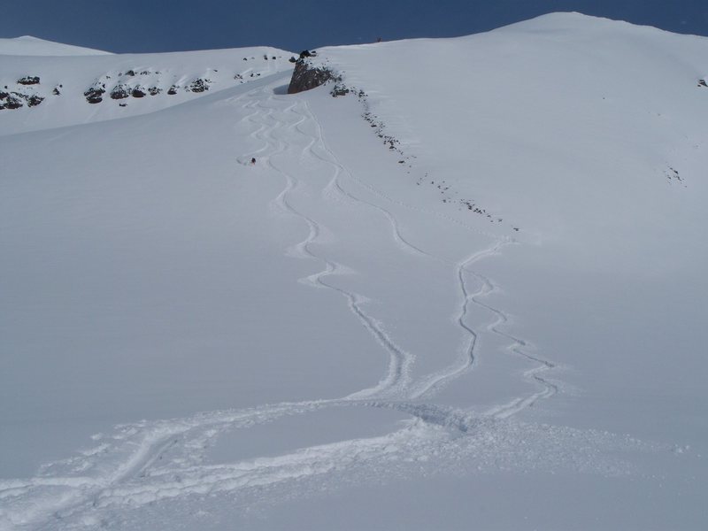 Skiing knee deep fluff. Who said skiing in the Wrangells sucks, most the time it does?!