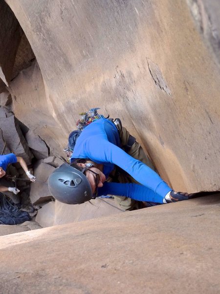 Claudia jamming through the crux. December 2012.