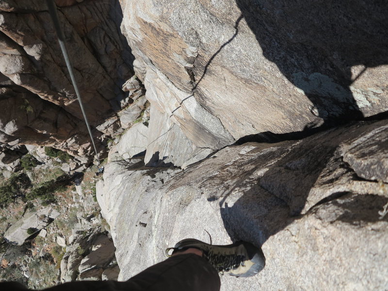 Looking down from about 3/4 of the way up at the corner system.