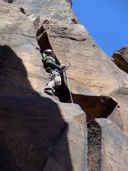 The upper squeeze chimney. April 2013.