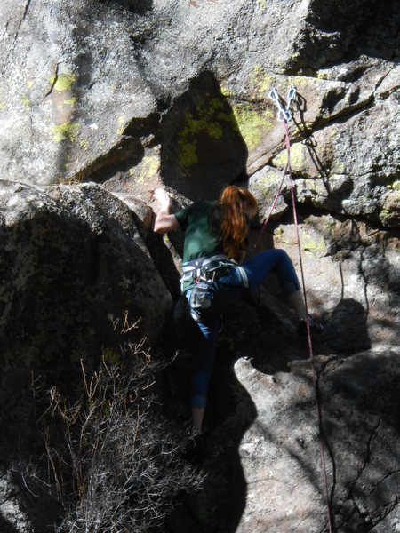 Kori finishing up the route.
