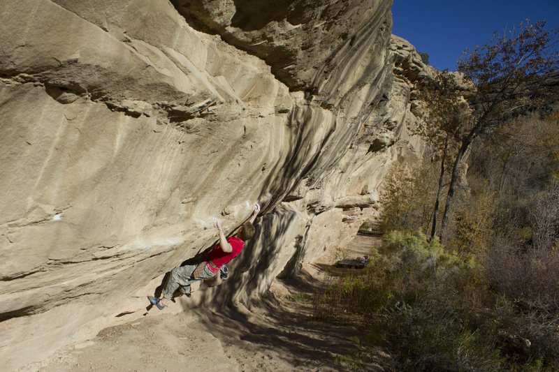 Midway through the first crux.