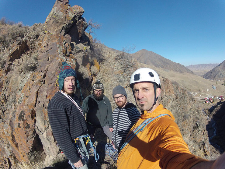 All four of us at the top. Took a while, but was a great climb.