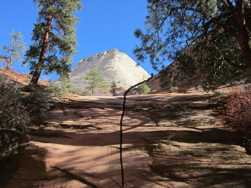 The approach looking from the initial sandy approach gully.